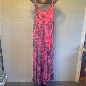 Pink and Black Floral Maxi Dress